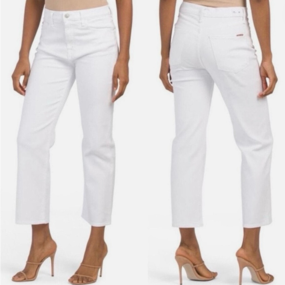 NWT Hudson Noa Mid-Rise Straight Crop White Denim Jeans Size 23
